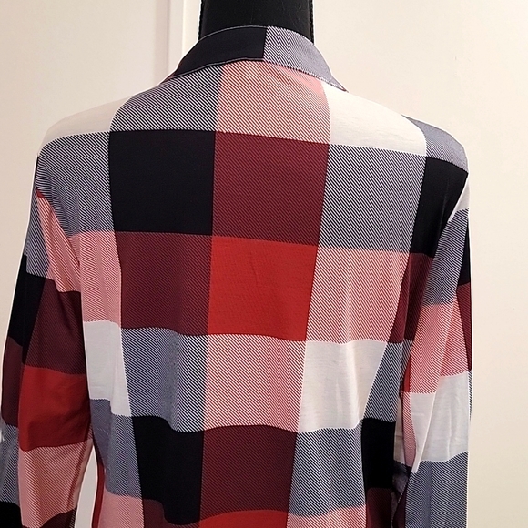 SHEIN Womens red/black/white plaid blouse - Picture 5 of 7